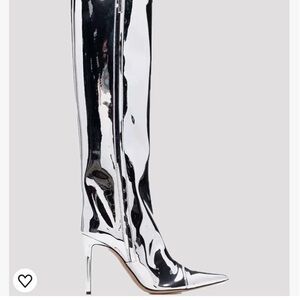 MissHeel Metallic Chrome Stiletto Knee High Fashion Boots with Side Zipper